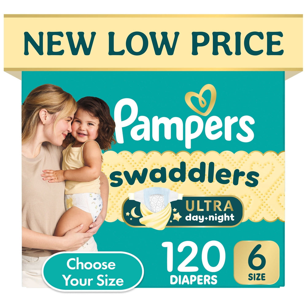 Pampers Swaddlers Ultra day-night diaper box, Size 6, 120 diapers