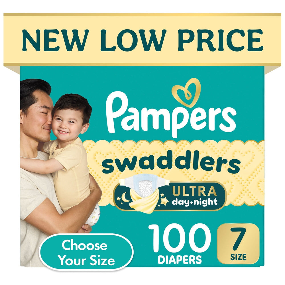 Pampers Swaddlers Ultra day-night diaper box, Size 7, 100 diapers