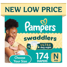 Pampers Swaddlers Ultra day-night diaper box, Size 1, 174 diapers
