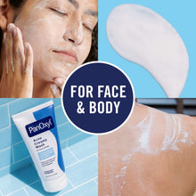 Acne wash applied to face with cleanser foam; tube shown beside
