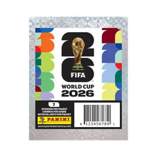 Single FIFA World Cup 2026 sticker pack with trophy, Panini logo, barcode