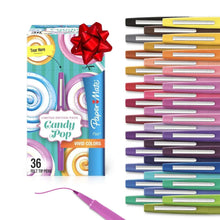 Felt tip pen gift pack with 36 candy-pop colored pens and ribbon bow