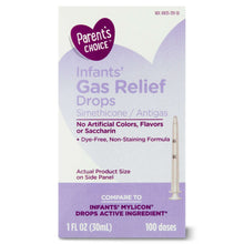 Infants' gas relief drops carton, simethicone 20 mg, dye-free non-staining formula, 100 doses