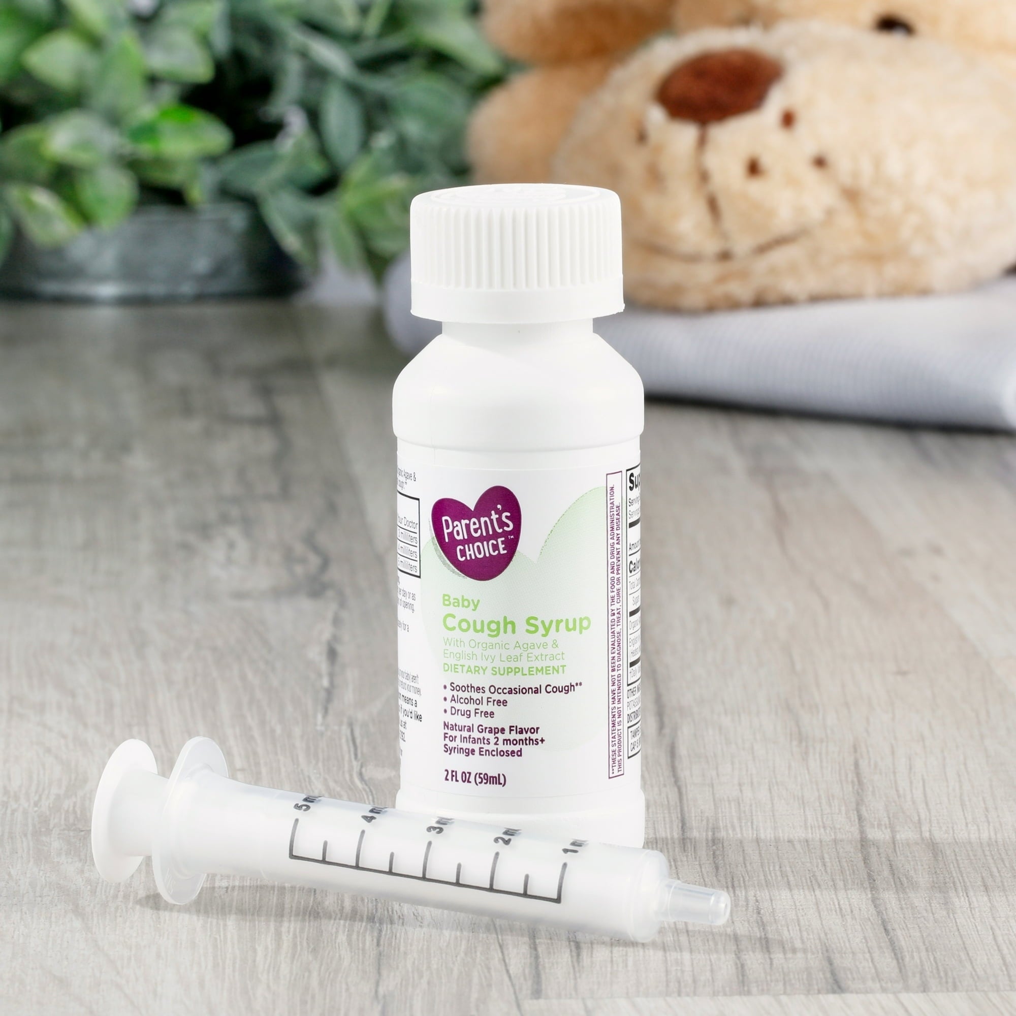 Parent's Choice Baby Cough Syrup Dietary Supplement, Grape Flavor, Drug-Free, Alcohol-Free, 2 fl oz