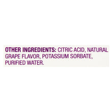 Baby cough syrup ingredients panel listing citric acid, grape flavor, potassium sorbate