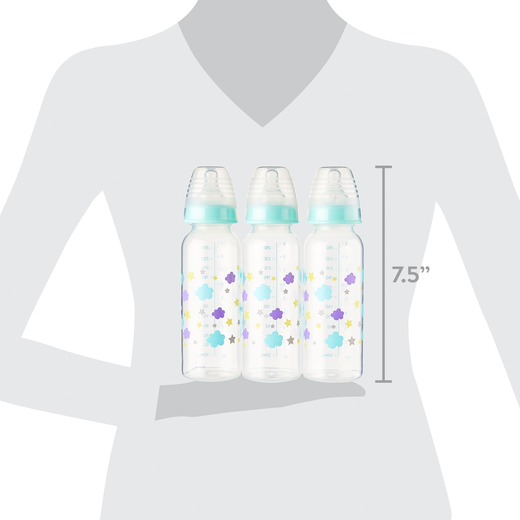 Parent's Choice Bottle, Newborns, Unisex, Cloud Print, 3 Pack, 9 fl oz