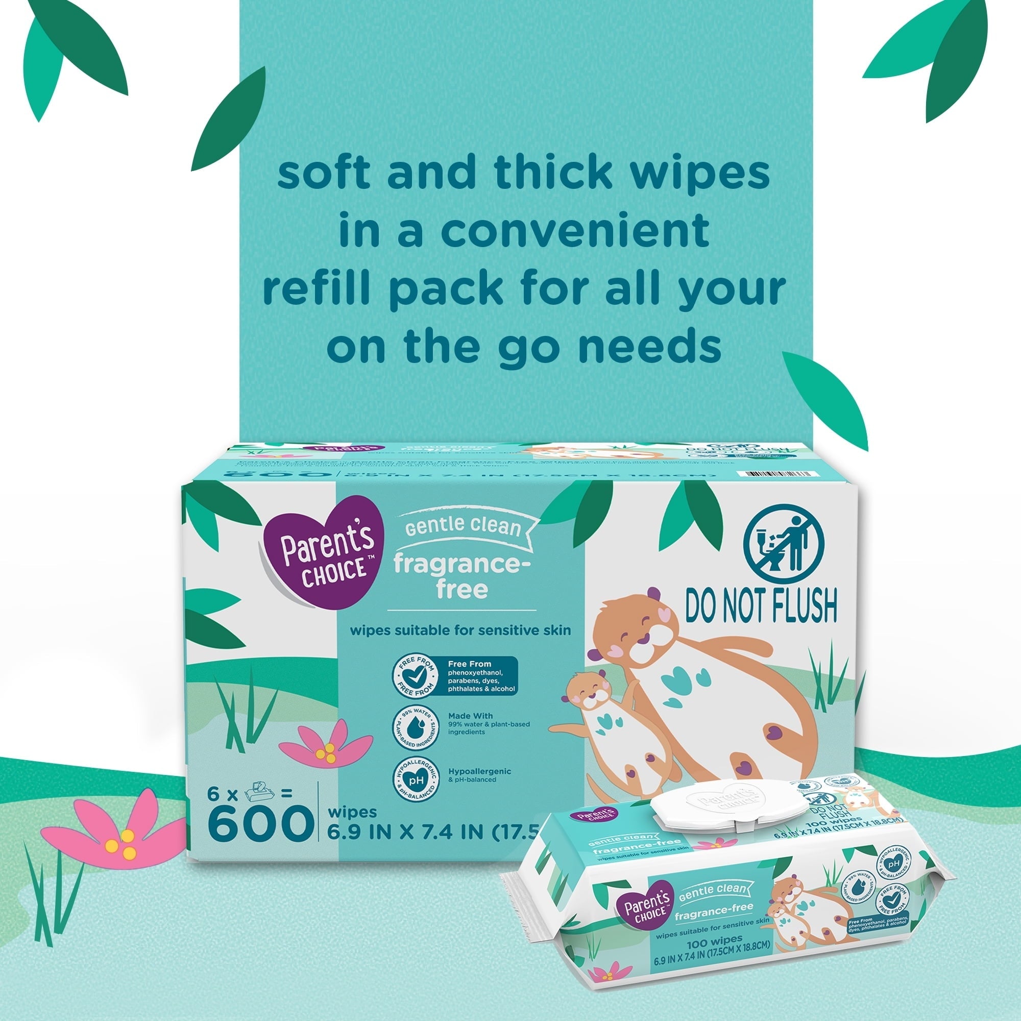 Parent's Choice Fragrance Free Baby Wipes, 600 Count (Select for More Options)