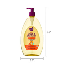 Baby Wash & Shampoo pump bottle with purple dispenser, front label