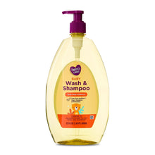 Baby Wash & Shampoo pump bottle with purple dispenser and yellow body