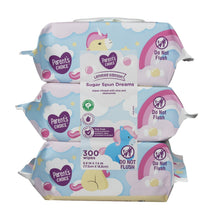 Unicorn themed Sugar Spun Dreams disposable wipes, 300 count, pastel package