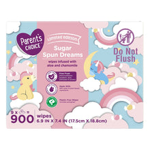 Pack of 900 sugar-scented baby wipes, pastel rainbow and cloud design, limited edition