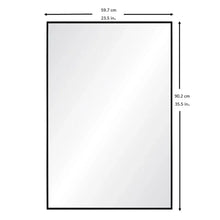 Rectangular wall mirror dimensions: 23.5 in W x 35.5 in H, black frame