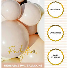 Cream and white reusable PVC balloons with clear connector balloons