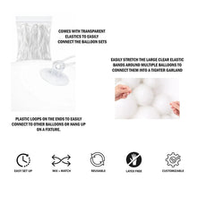 Reusable PVC balloon accessory kit with clear elastic bands and connector loops