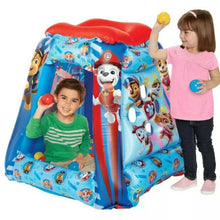 Inflatable Paw Patrol ball pit playland with mesh sides and blue paw-print theme