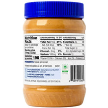 Peanut butter spread jar back with nutrition facts panel