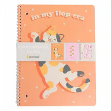 Pearhead spiral notebook set, orange cover with cat design and ring binding