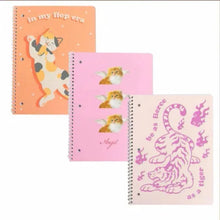 Pearhead spiral notebook set, pink and white cat cover notebooks with spiral rings