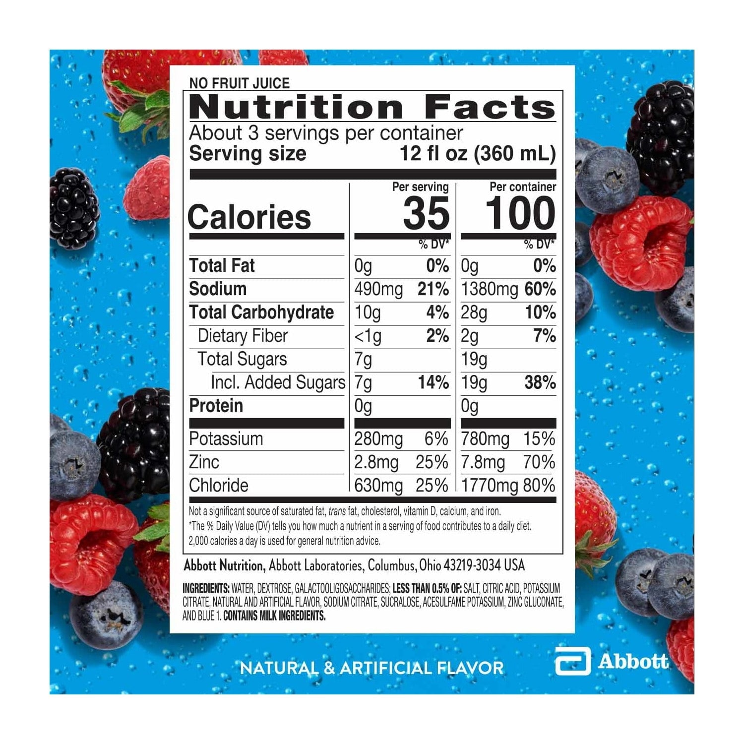Pedialyte AdvancedCare Plus Electrolyte Drink, Berry Frost, 1 Liter, Pack of 4