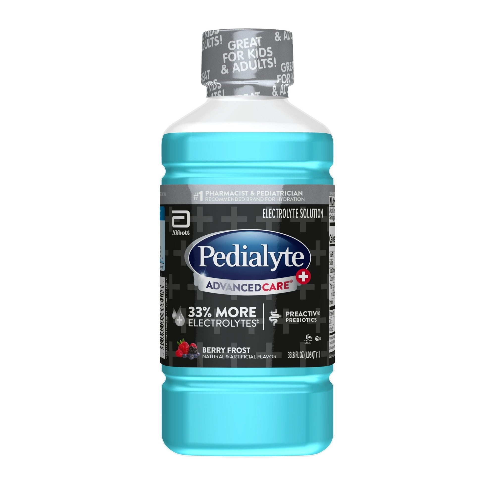 Pedialyte AdvancedCare Plus Electrolyte Drink, Berry Frost, 1 Liter, Pack of 4