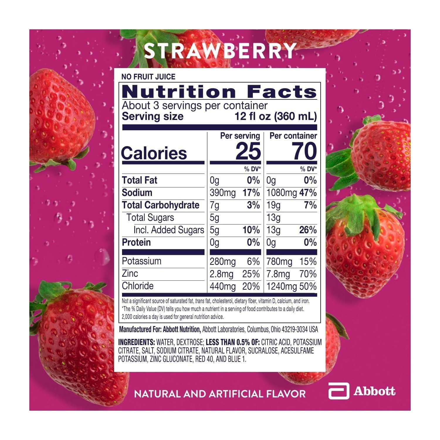 Pedialyte Electrolyte Drink, Strawberry