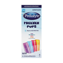 Pedialyte freezer pops box showing electrolyte solution and 16-count pack