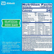 Pediasure chocolate nutrition shake Nutrition Facts panel with serving size and calories