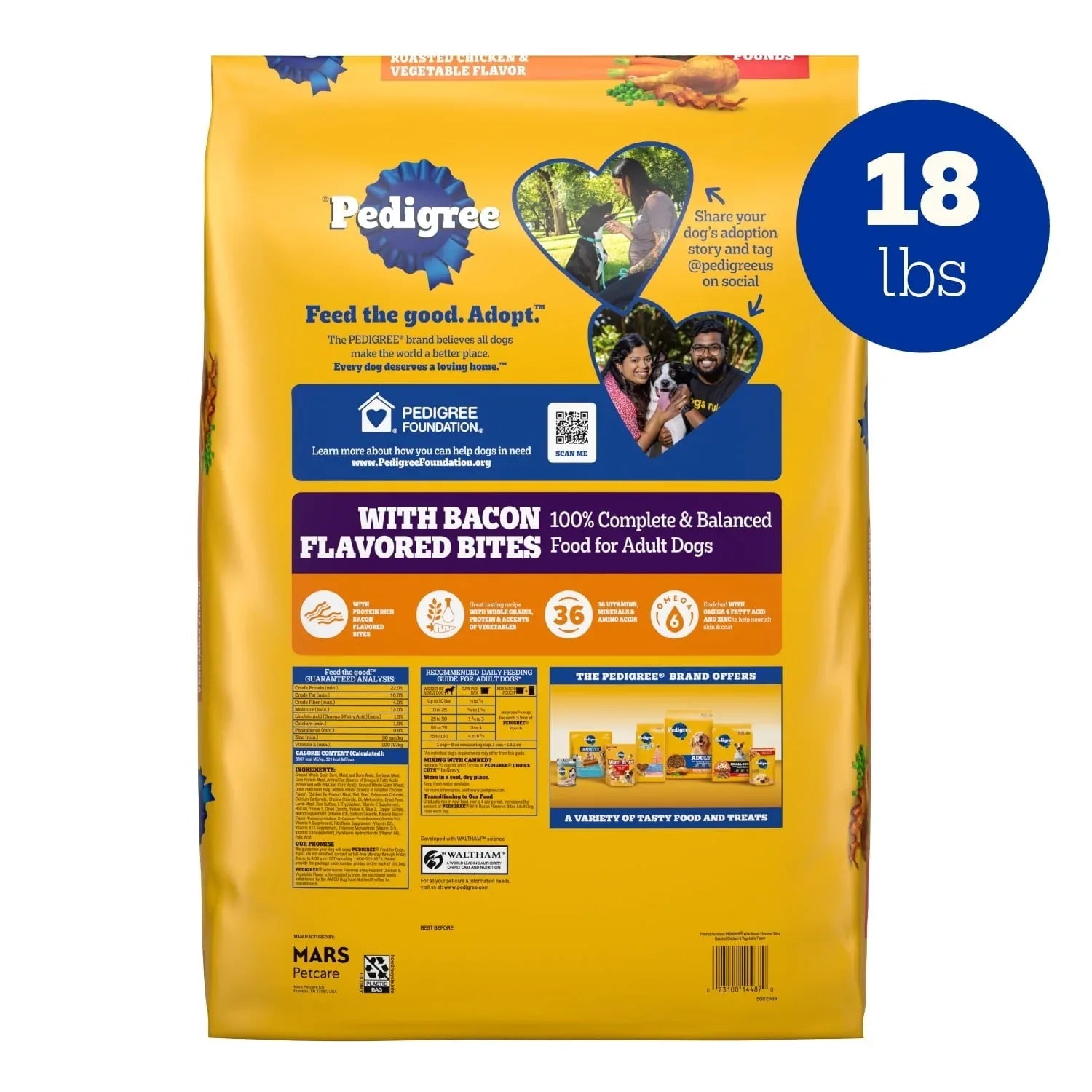 Pedigree Adult Dry Dog Food Roasted Chicken & Vegetable Flavor With Bacon Flavored Bites - USA MEGA SHOP