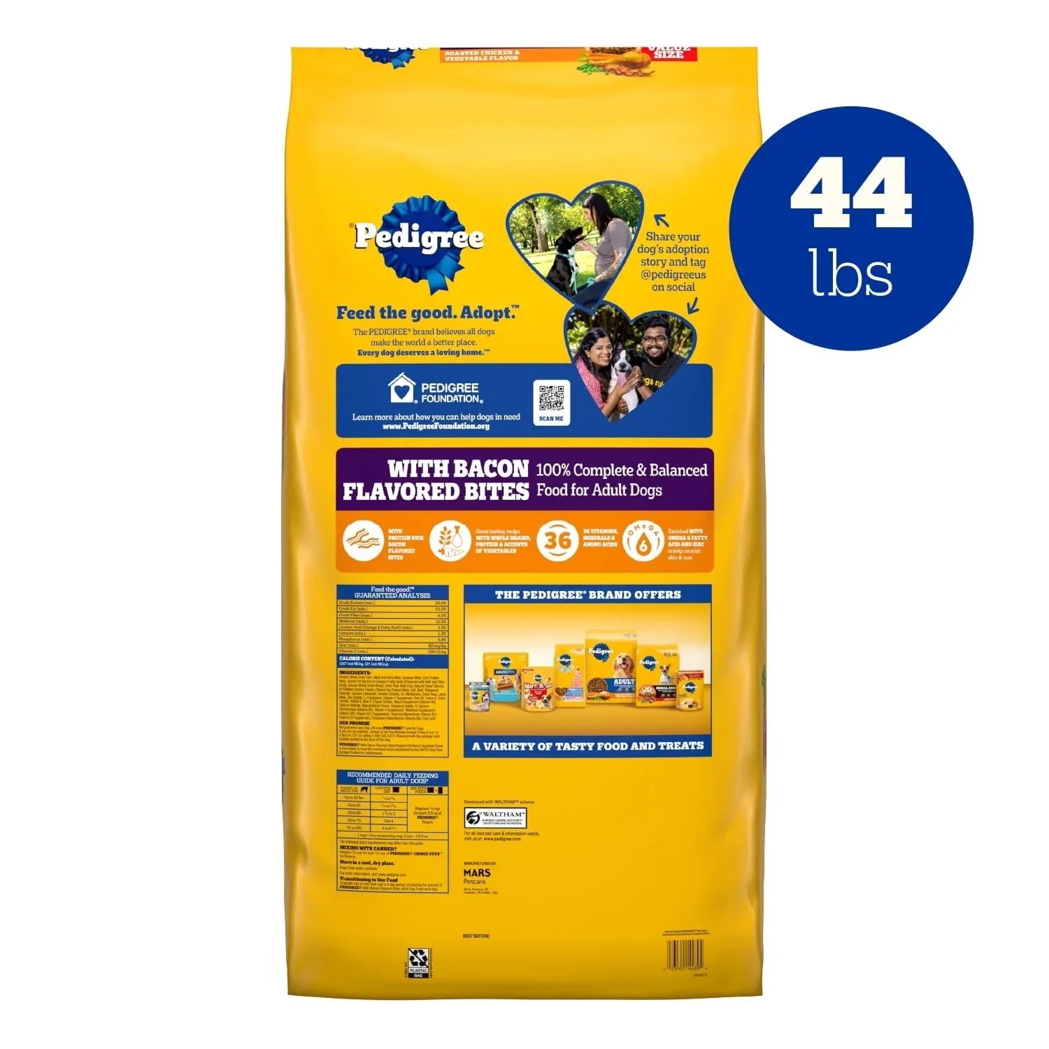 Pedigree Adult Dry Dog Food Roasted Chicken & Vegetable Flavor With Bacon Flavored Bites - USA MEGA SHOP