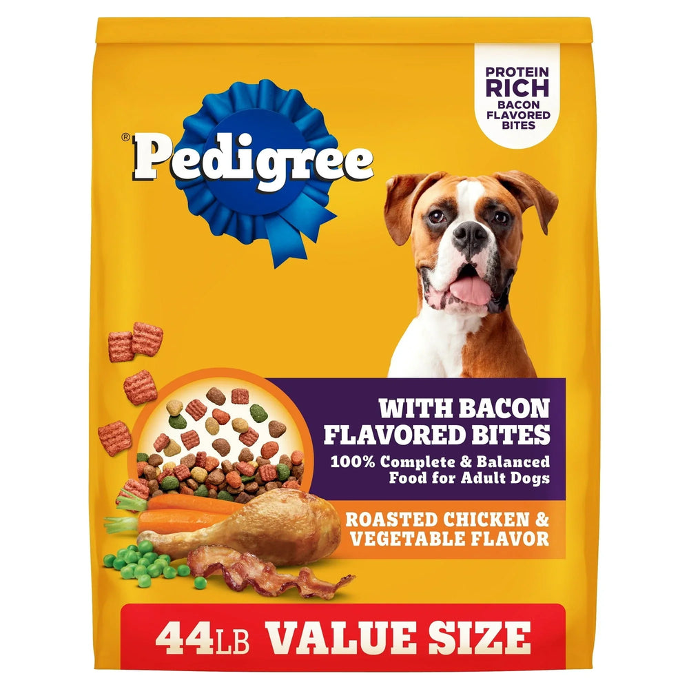 Pedigree Adult Dry Dog Food Roasted Chicken & Vegetable Flavor With Bacon Flavored Bites - USA MEGA SHOP