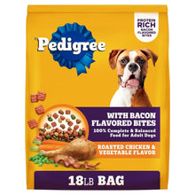 Pedigree adult dry dog food bag with roasted chicken and vegetable flavor, 18 lb size