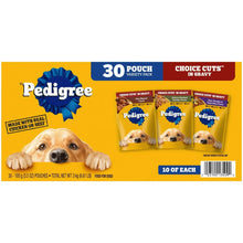 Pedigree wet dog food variety pack with 30 pouches, choice cuts in gravy