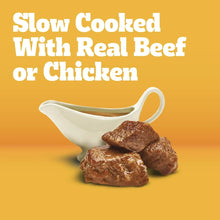 Pedigree wet dog food slow cooked real beef or chicken with gravy boat