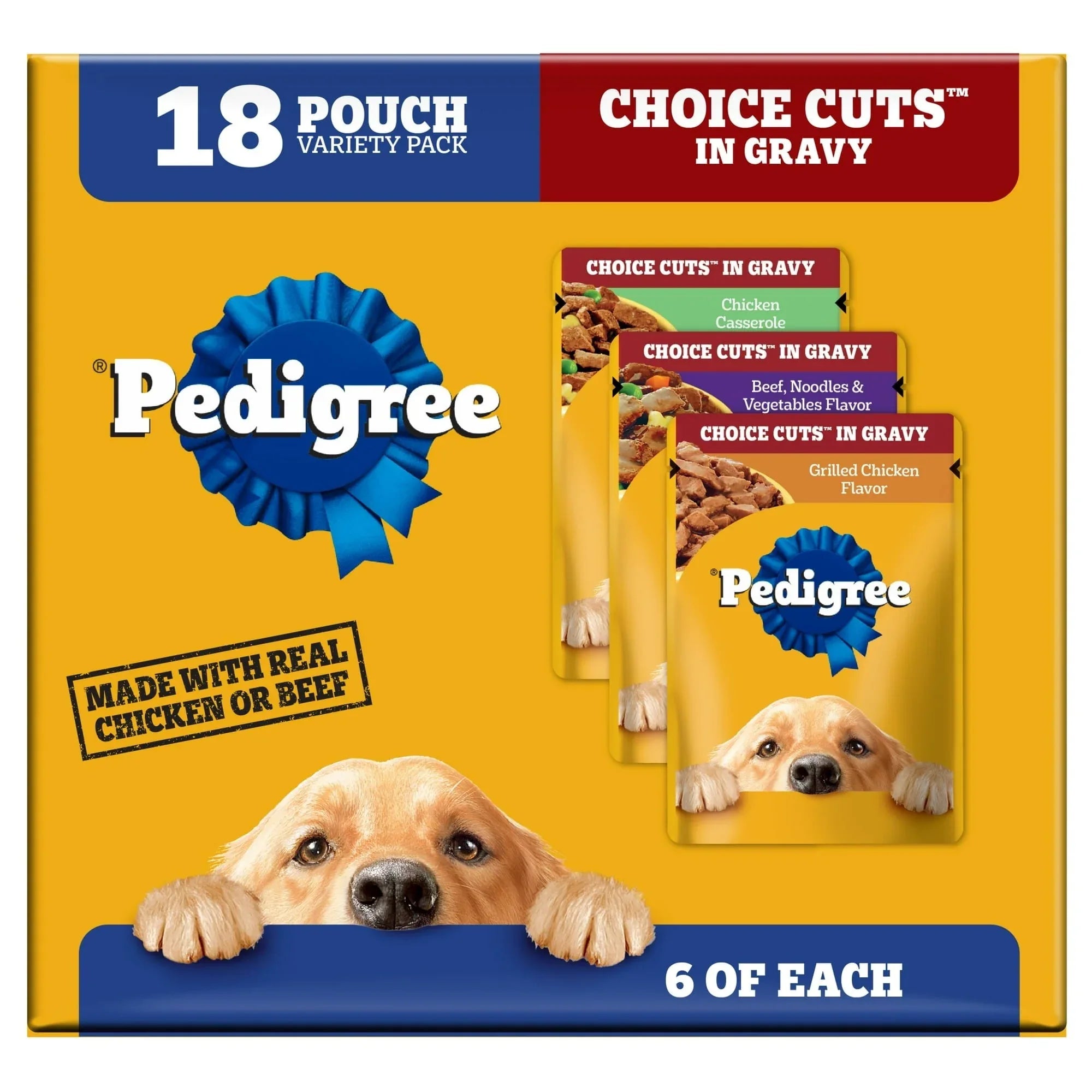 Pedigree Choice Cuts In Gravy Wet Dog Food Chicken Casserole Variety Pack, 3.5 oz Pouches, 18 Count - USA MEGA SHOP