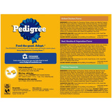 Wet dog food variety pack box back panel with ingredients and nutrition information