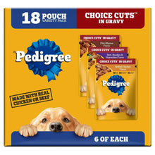 Adult dog wet food variety pack in gravy, 18 pouch box with selection graphics