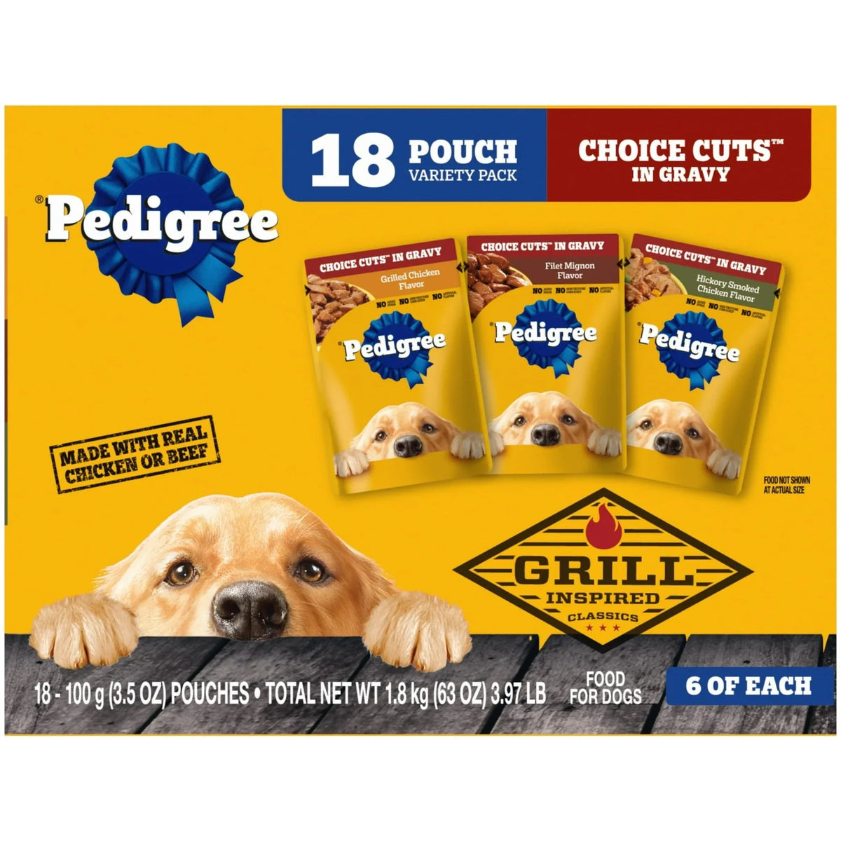 Pedigree Choice Cuts In Gravy Adult Soft Wet Dog Food Variety Pack, 3.5 Oz Pouches (18 Pack) - USA MEGA SHOP
