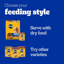 Feeding style guide showing soft wet dog food box and smaller pouch options
