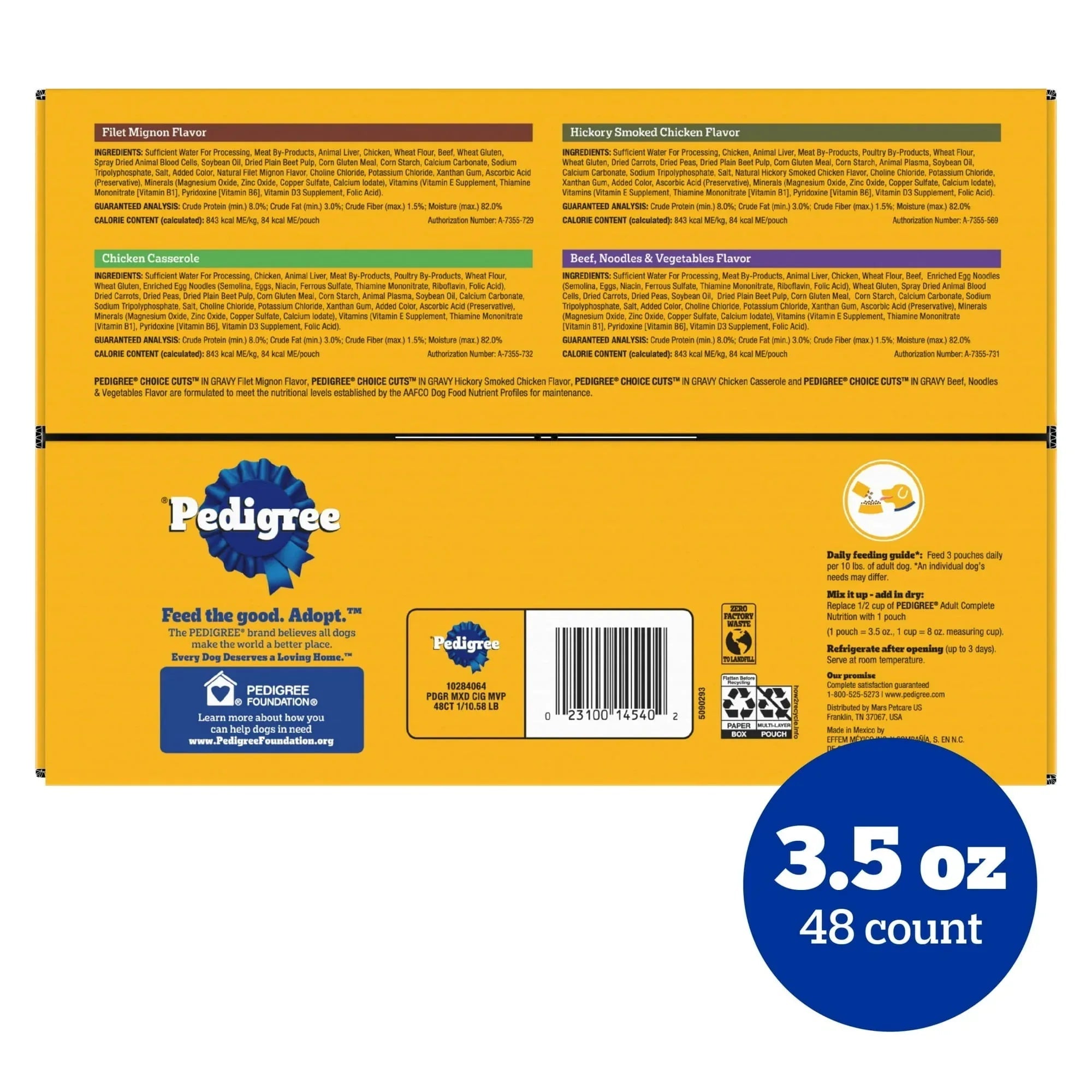 Pedigree Choice Cuts In Gravy Dog Food Variety Pack, 3.5 oz Pouches, 48-Count