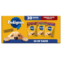 Pedigree wet dog food variety pack showing 30 gravy pouches