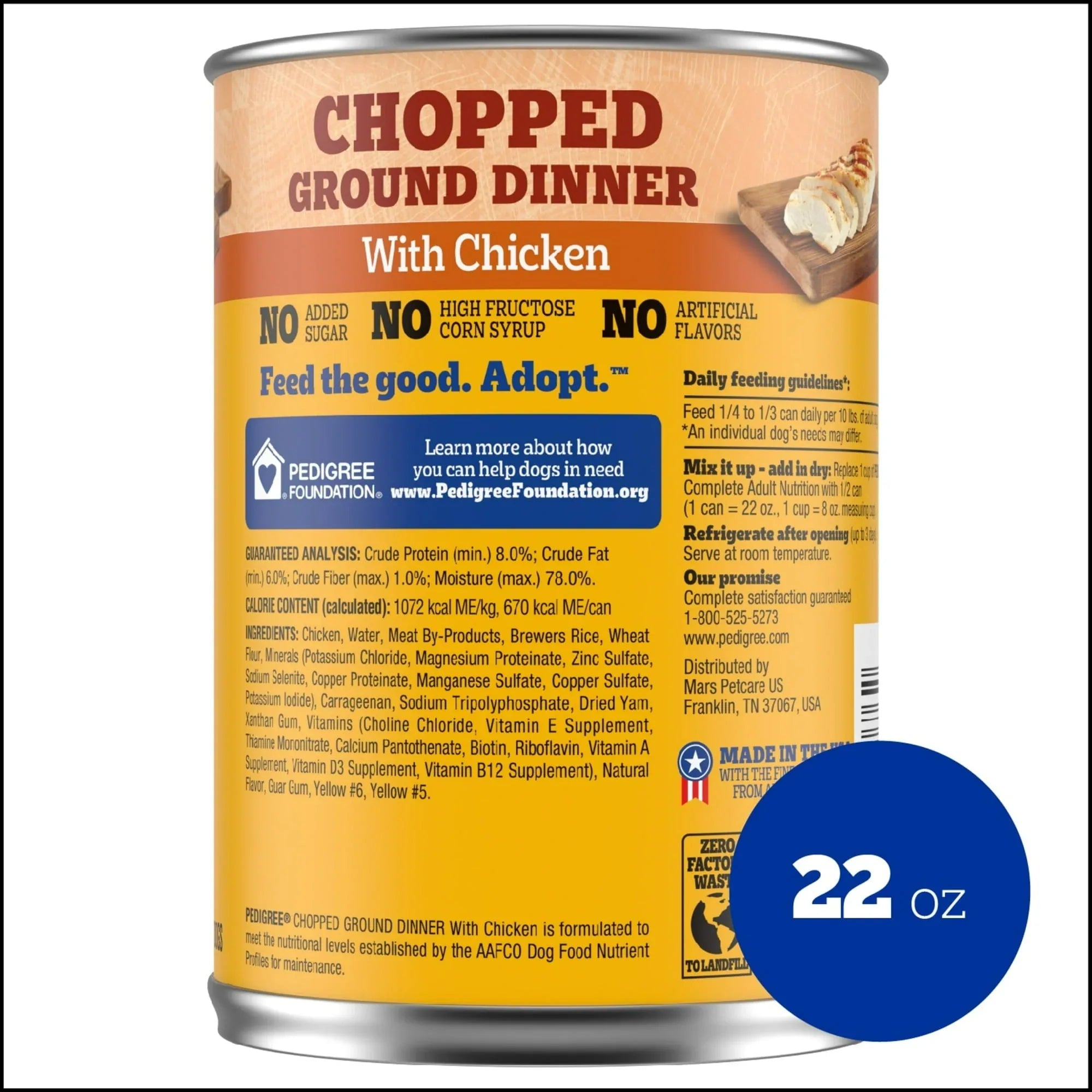 Pedigree Chopped Ground Dinner With Chicken Adult Soft Wet Dog Food, (12) 22 oz Cans - USA MEGA SHOP