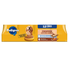 Pedigree Chopped Ground Dinner Chicken & Bacon Variety Pack Wet Dog Food, (12) 13.2 oz Cans - USA MEGA SHOP