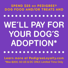 Pedigree adoption promotion graphic for dog food, We'll pay for your dog's adoption