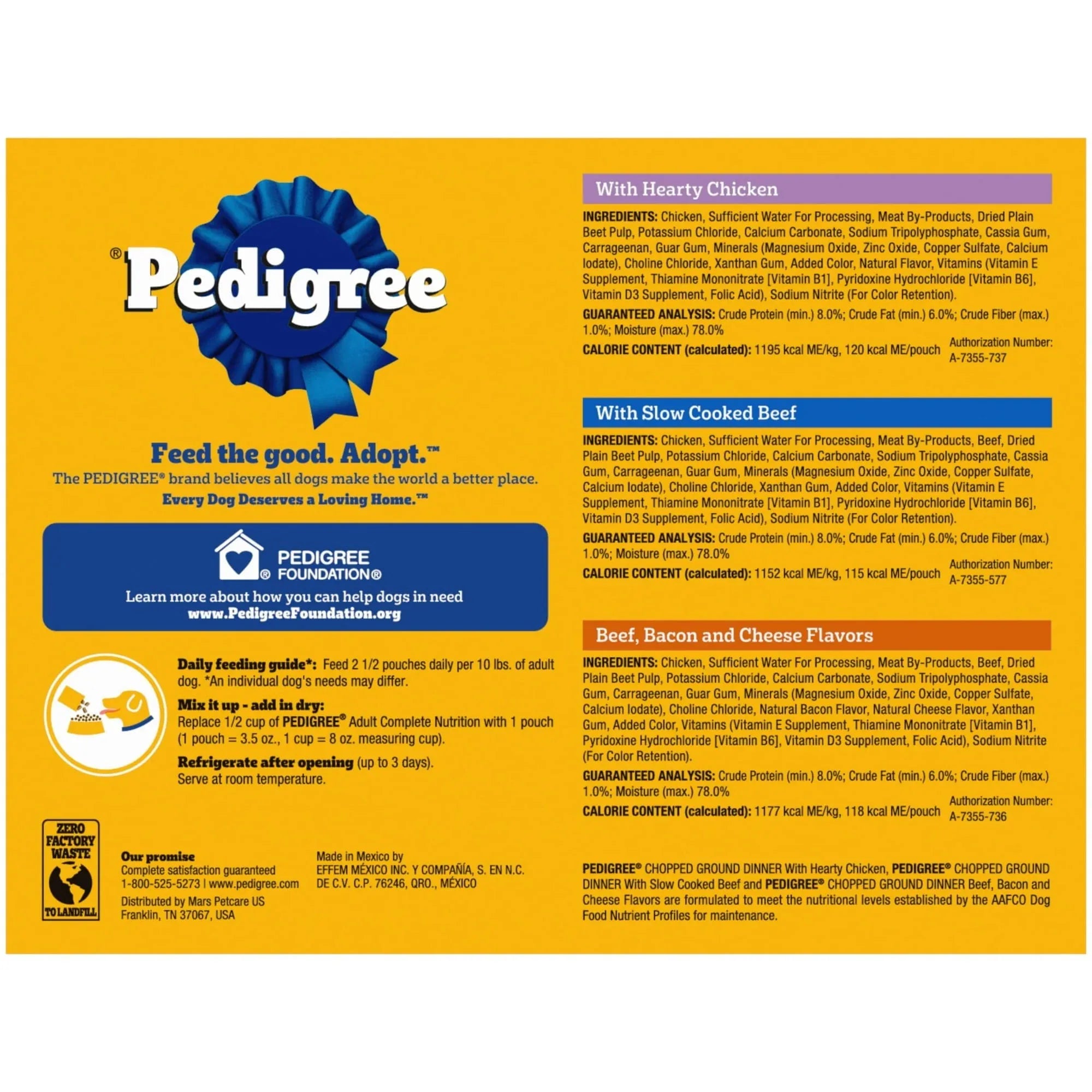 Pedigree Chopped Ground Dinner Cheese Variety Pack Adult Wet Dog Food, (18) 3.5 oz Pouches - USA MEGA SHOP
