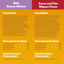 Pedigree wet dog food variety pack box back panel with ingredients and guaranteed analysis