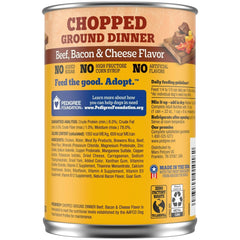 Pedigree Chopped Ground Dinner Beef Bacon & Cheese Flavor Adult Wet Dog Food, (12) 22 oz Cans - USA MEGA SHOP