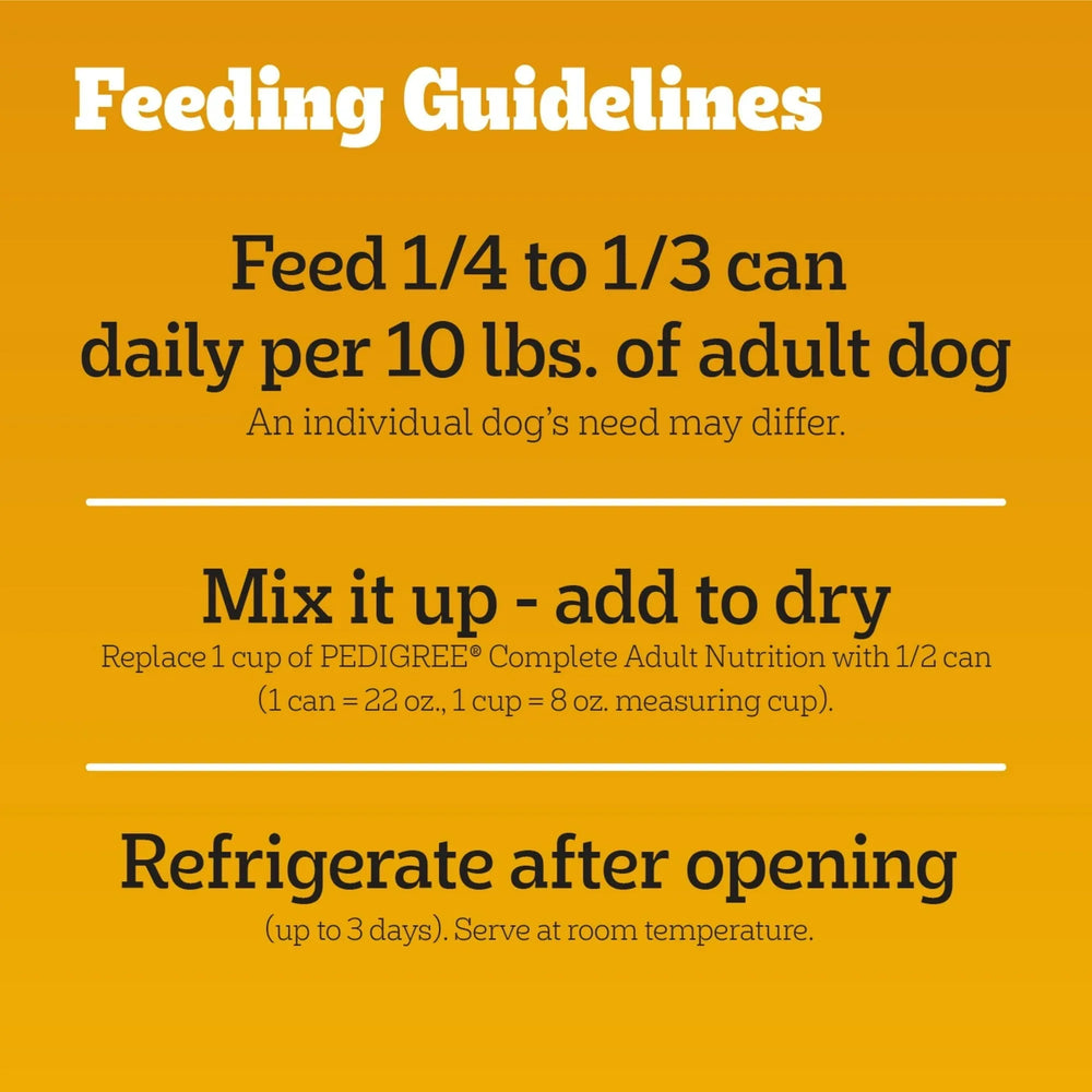 Pedigree Chopped Ground Dinner Beef Bacon & Cheese Flavor Adult Wet Dog Food, (12) 22 oz Cans - USA MEGA SHOP