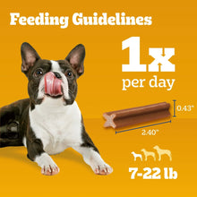 Dog treat pouch feeding guidelines: 1 per day, treat size 2.40 in