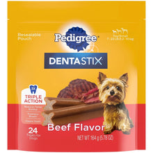 Pedigree Dentastix beef flavor dog treats pouch, 24 treats, resealable
