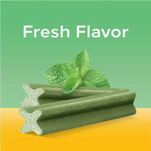 Green dental chew sticks with fresh mint leaves
